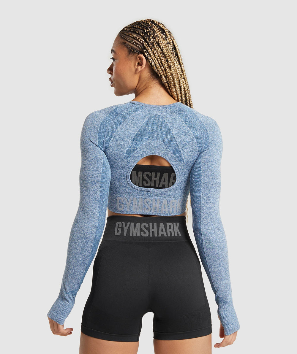 Flex Long Sleeve Crop Top Faded Blue/Pitch Grey