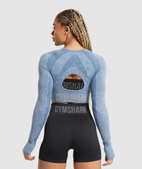 Flex Long Sleeve Crop Top Faded Blue/Pitch Grey