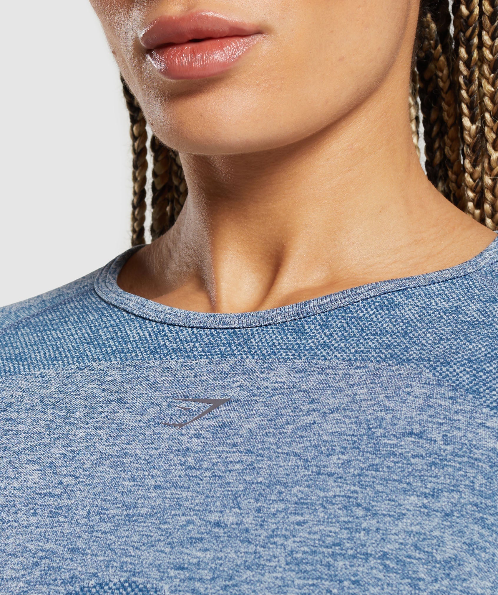Flex Long Sleeve Crop Top Faded Blue/Pitch Grey
