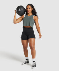 Lifting Essential Cotton Crop Tank Slate Teal