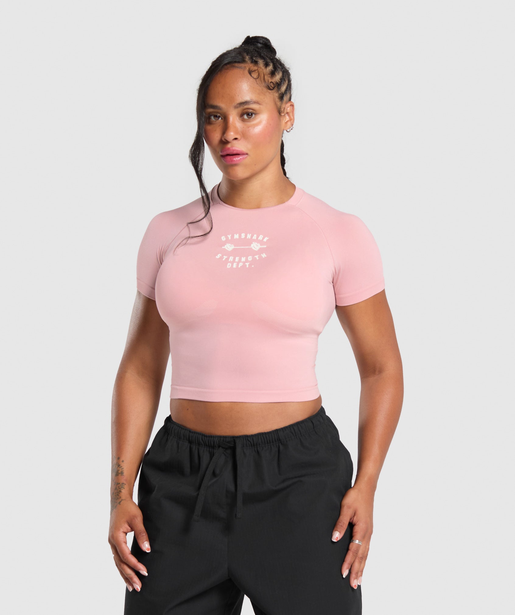 Barbell Hearts Seamless Baby Tee Light Pink