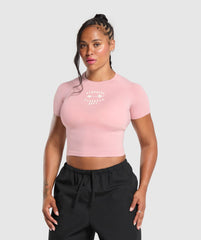Barbell Hearts Seamless Baby Tee Light Pink