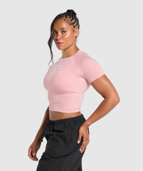 Barbell Hearts Seamless Baby Tee Light Pink