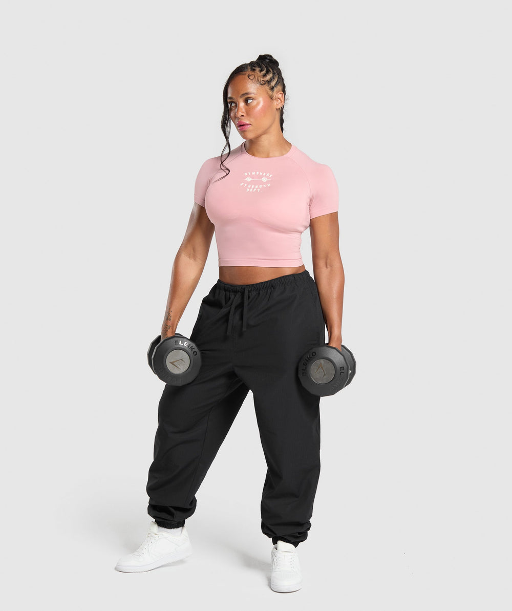 Barbell Hearts Seamless Baby Tee Light Pink