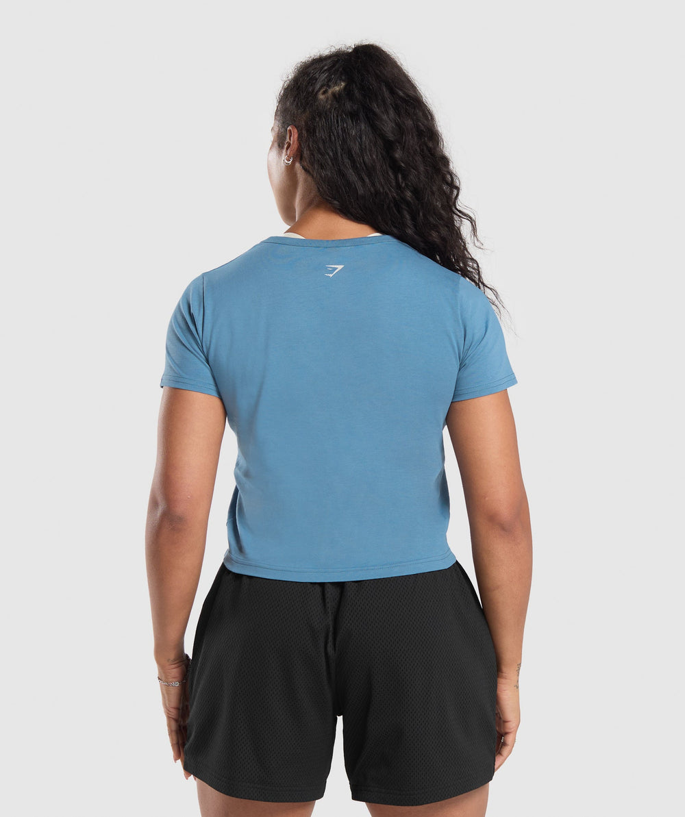 Lifting Club Graphic Baby Tee Faded Blue