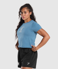 Lifting Club Graphic Baby Tee Faded Blue
