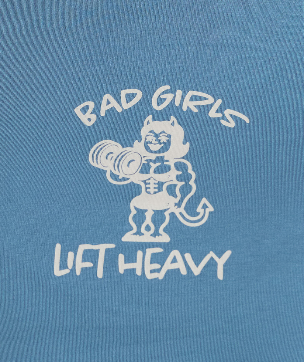 Lifting Club Graphic Baby Tee Faded Blue