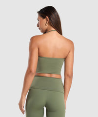 Everyday One Shoulder Crop Top Core Olive