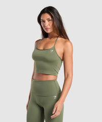 Everyday One Shoulder Crop Top Core Olive