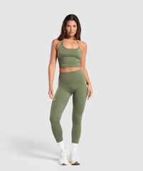 Everyday One Shoulder Crop Top Core Olive