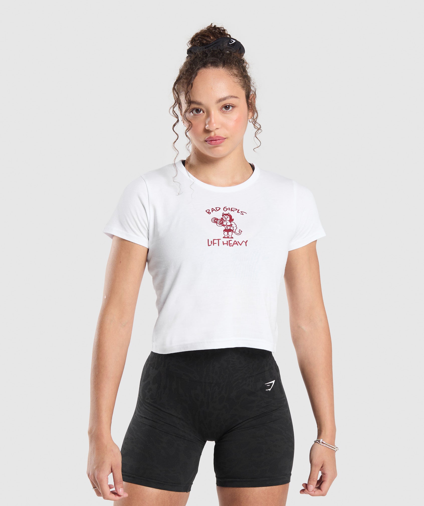 Lifting Club Graphic Baby Tee White