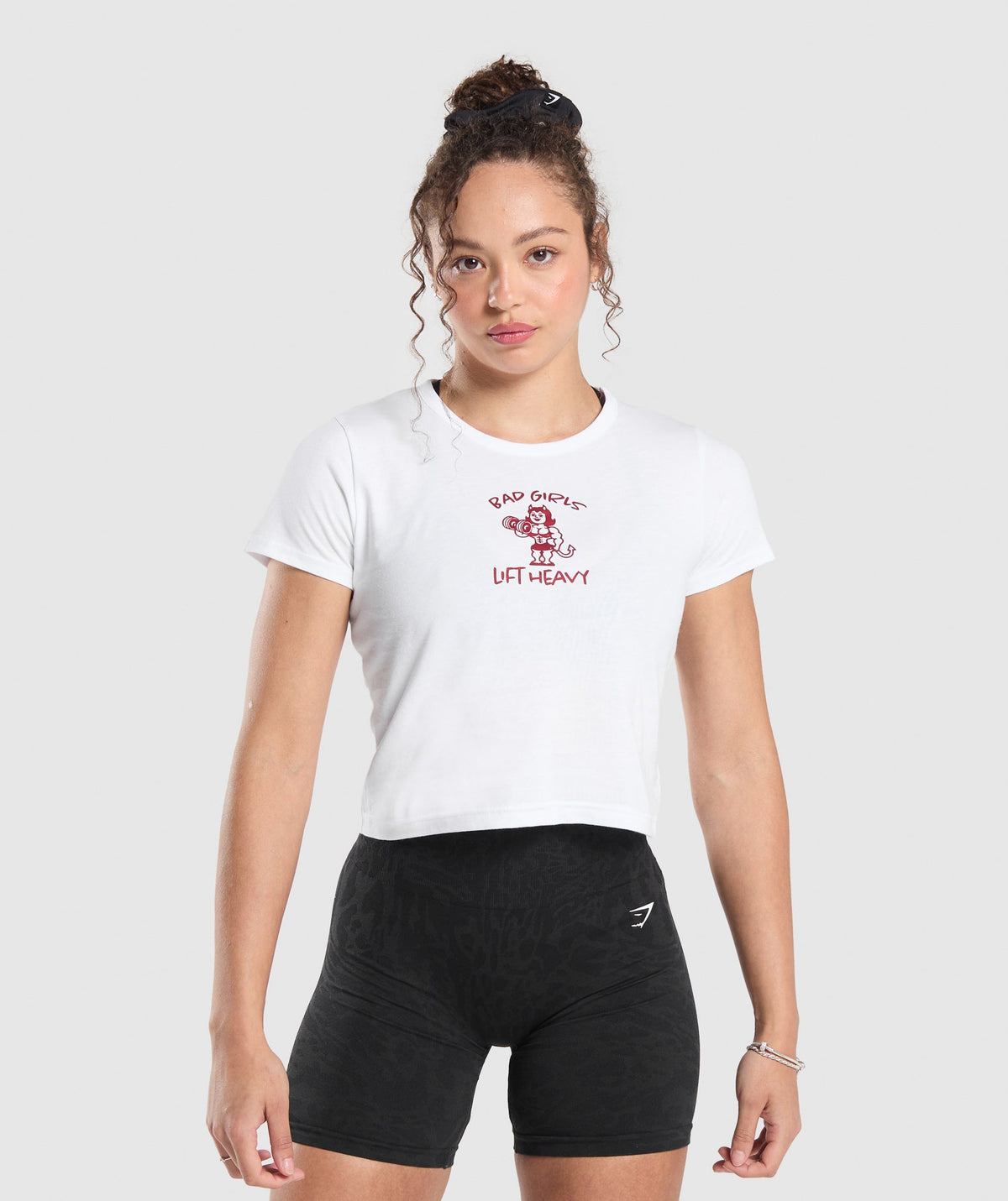 Lifting Club Graphic Baby Tee White