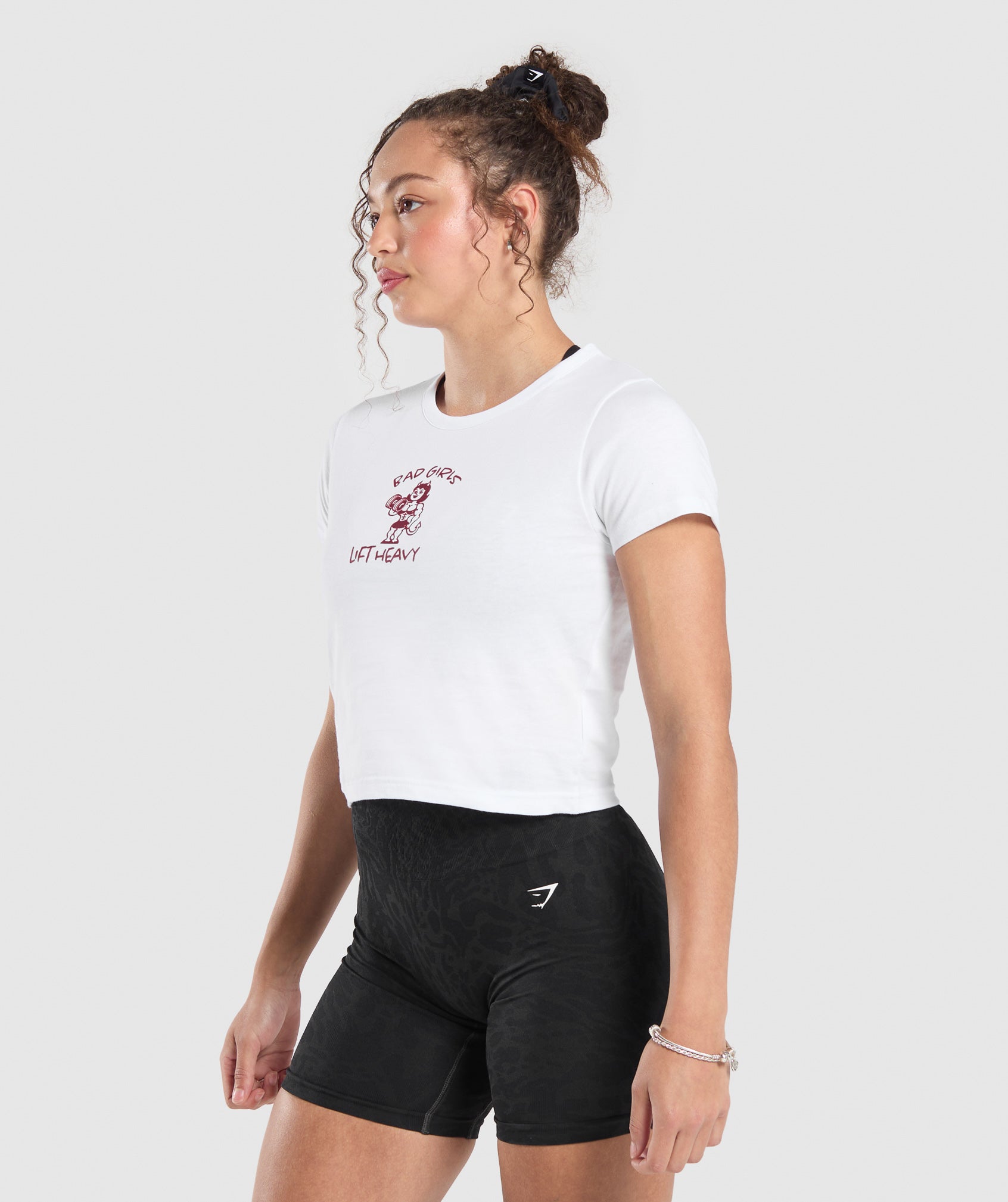 Lifting Club Graphic Baby Tee White
