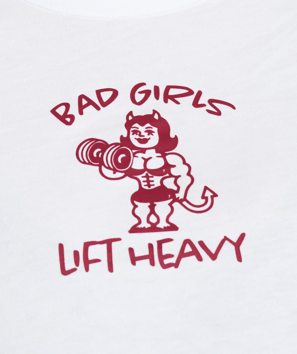 Lifting Club Graphic Baby Tee White