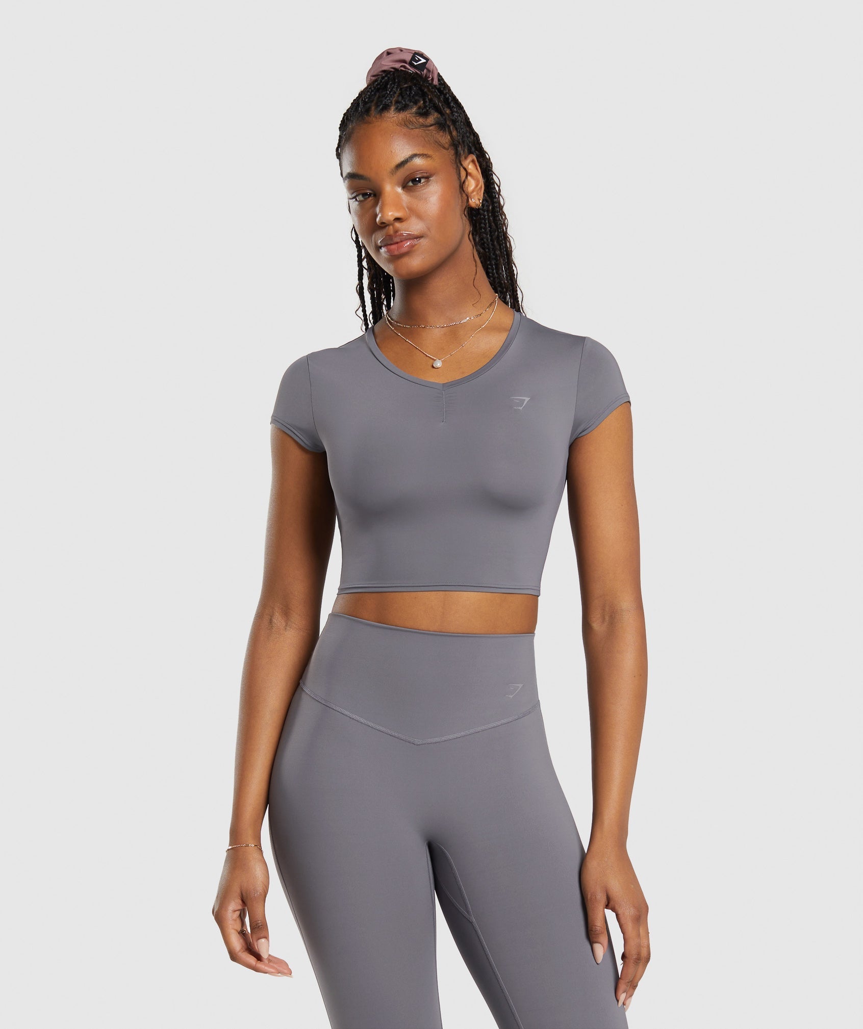Elevate Ruched Crop Top Brushed Grey