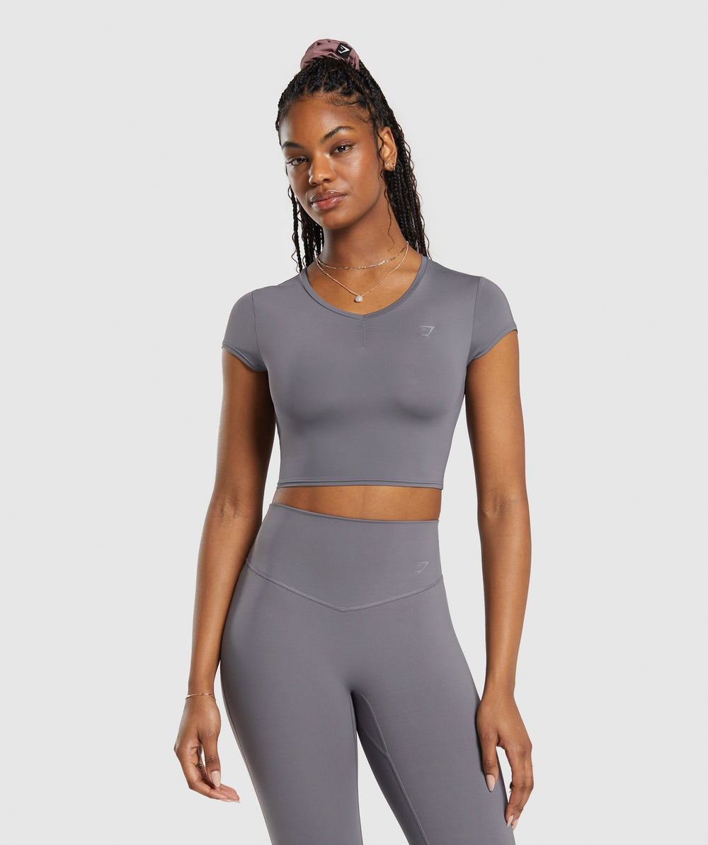 Elevate Ruched Crop Top Brushed Grey