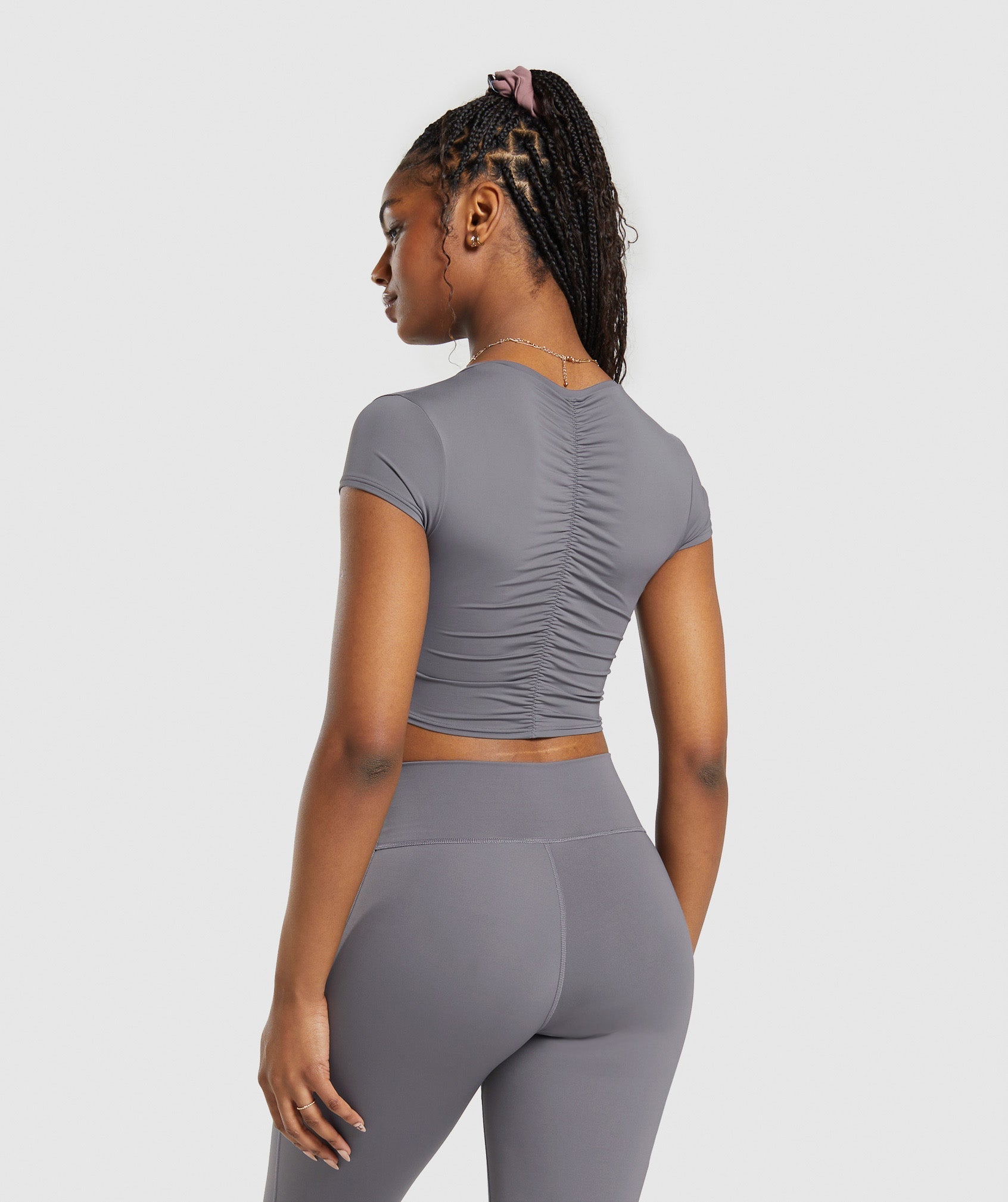 Elevate Ruched Crop Top Brushed Grey