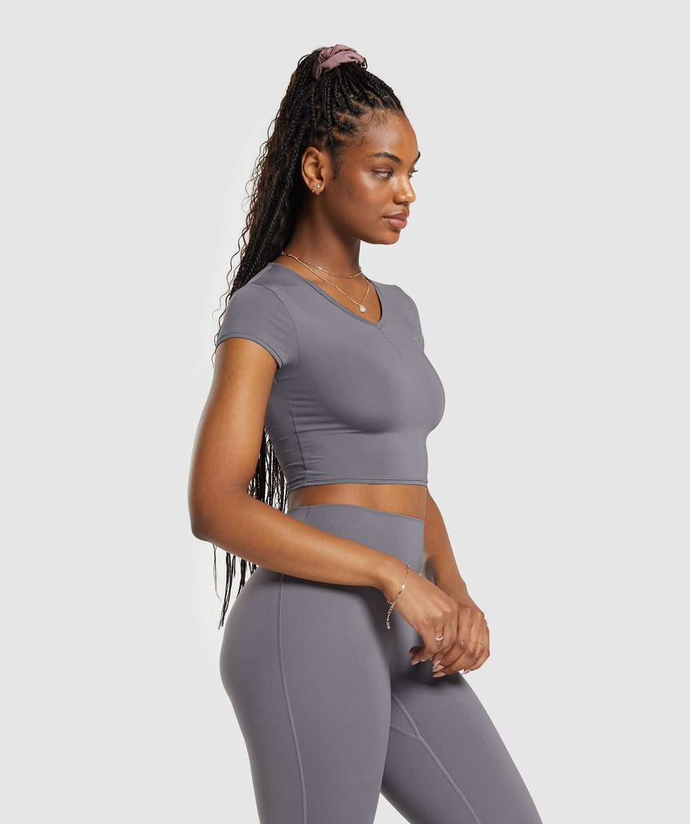 Elevate Ruched Crop Top Brushed Grey