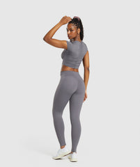 Elevate Ruched Crop Top Brushed Grey