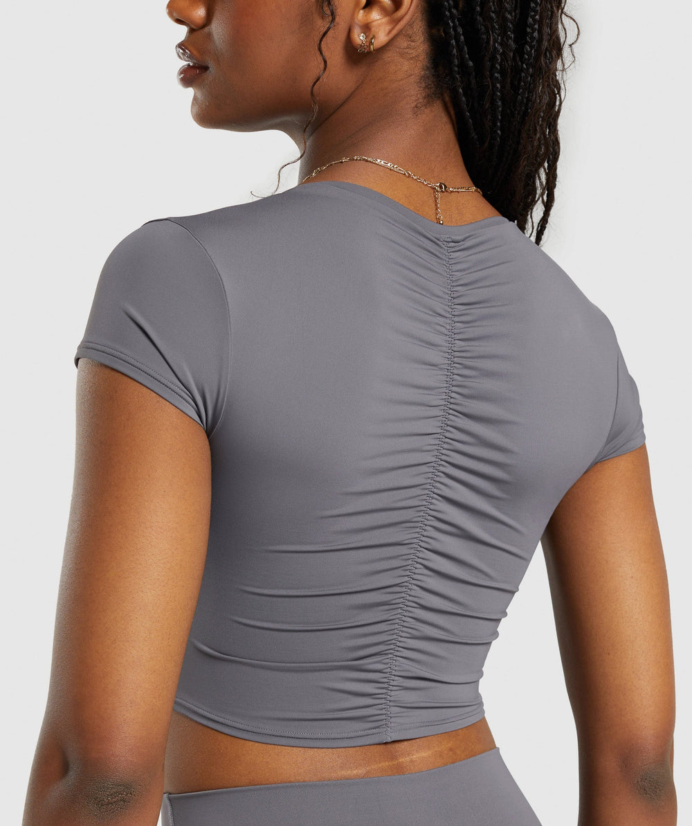 Elevate Ruched Crop Top Brushed Grey