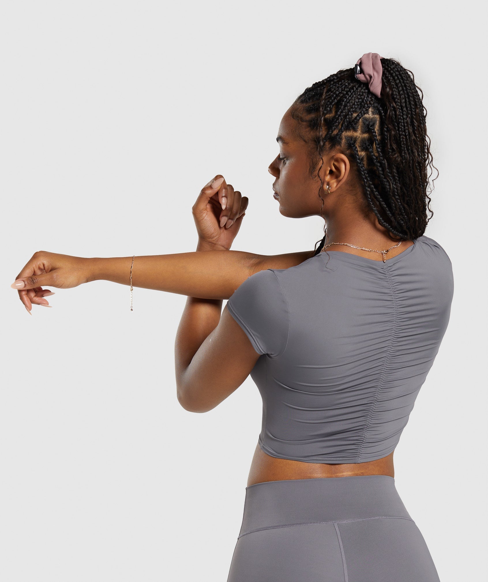 Elevate Ruched Crop Top Brushed Grey