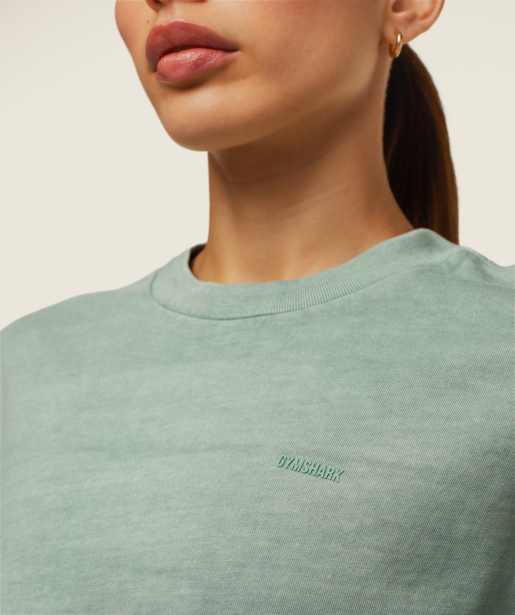 everywear Cropped Long Sleeve Tee Dollar Green