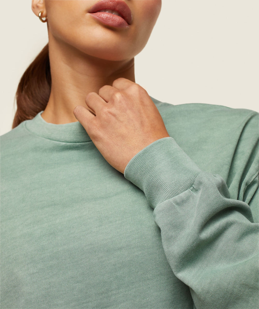 everywear Cropped Long Sleeve Tee Dollar Green