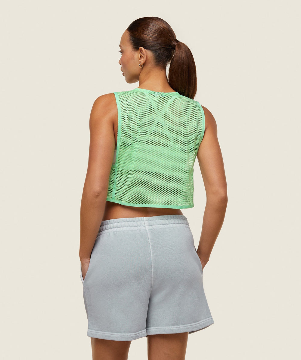 everywear Cropped Mesh Tank Bring It Green