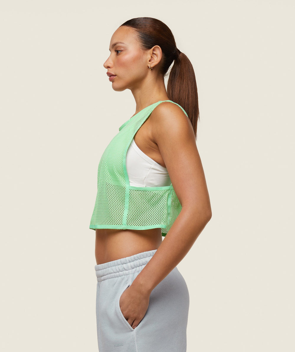 everywear Cropped Mesh Tank Bring It Green