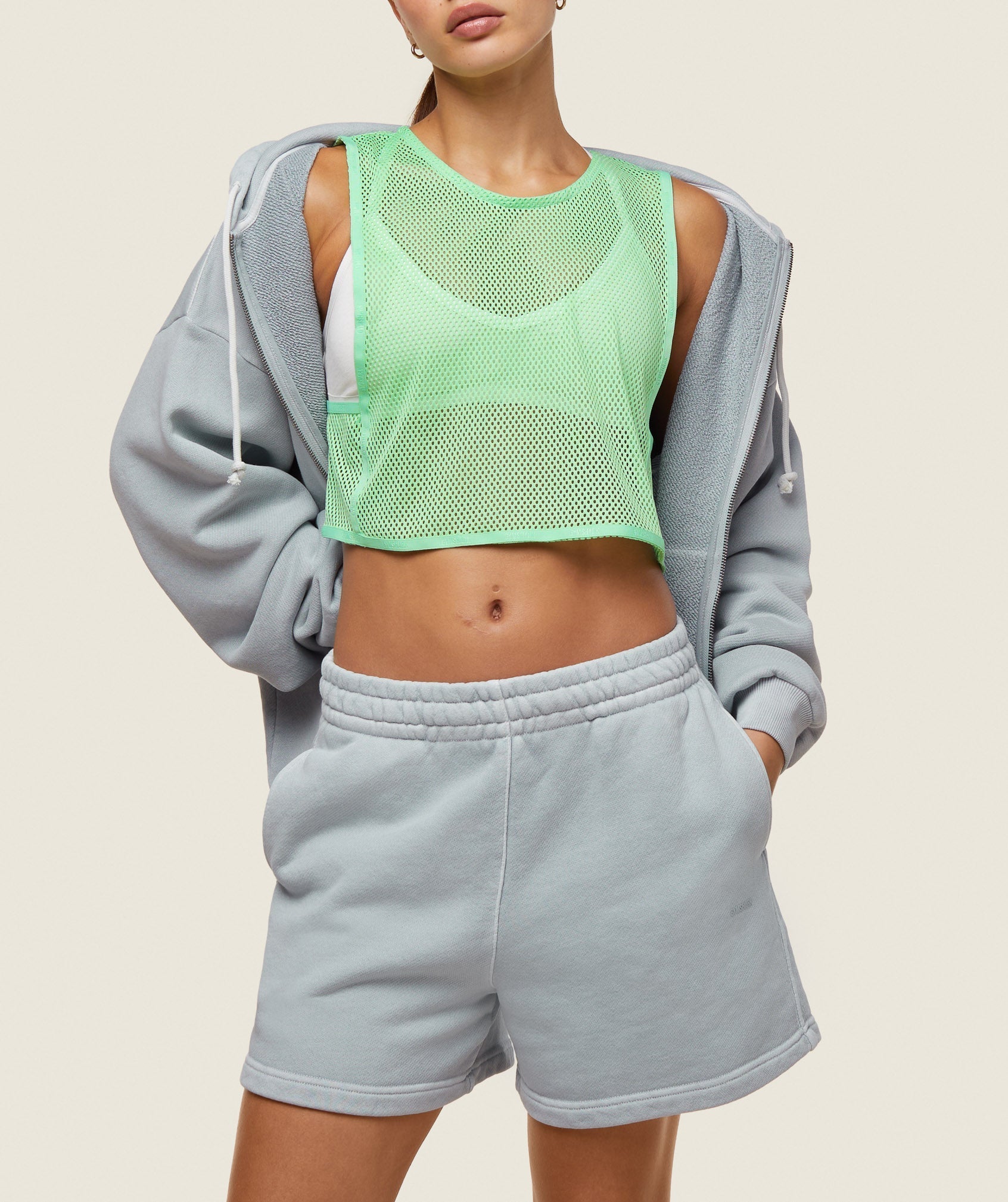 everywear Cropped Mesh Tank Bring It Green