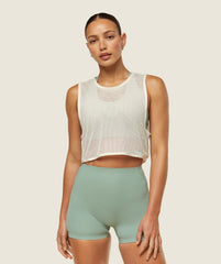 everywear Cropped Mesh Tank Soft White