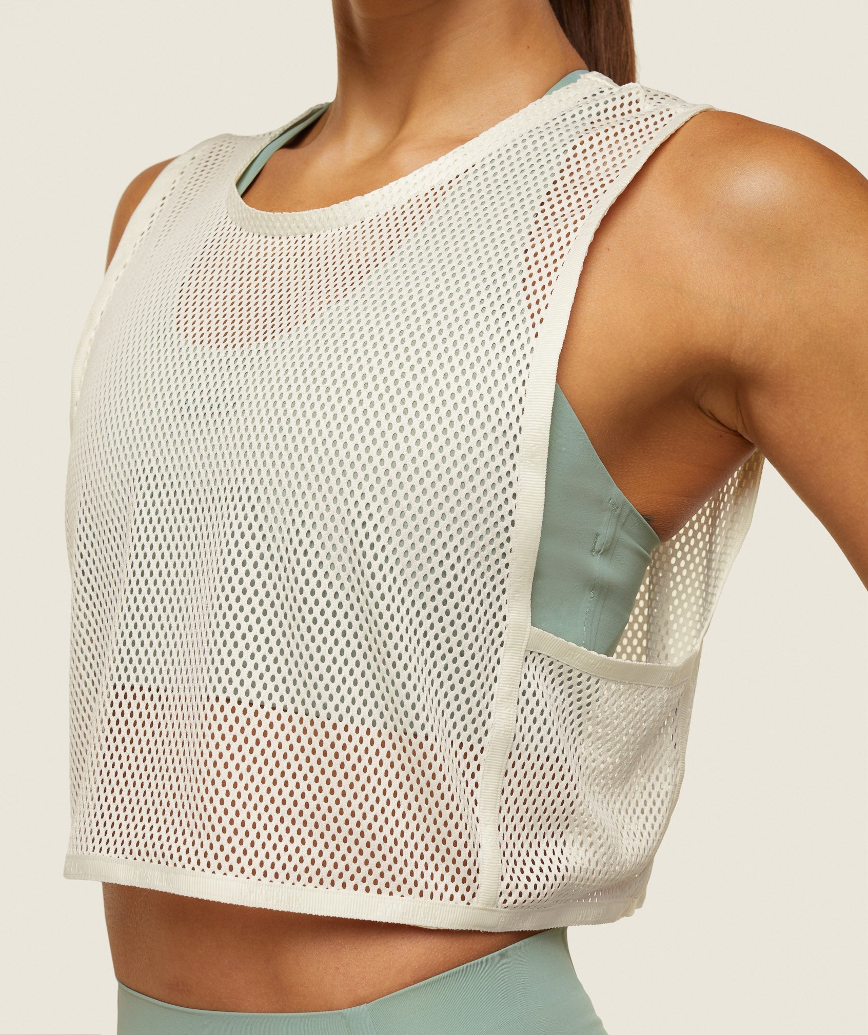 everywear Cropped Mesh Tank Soft White