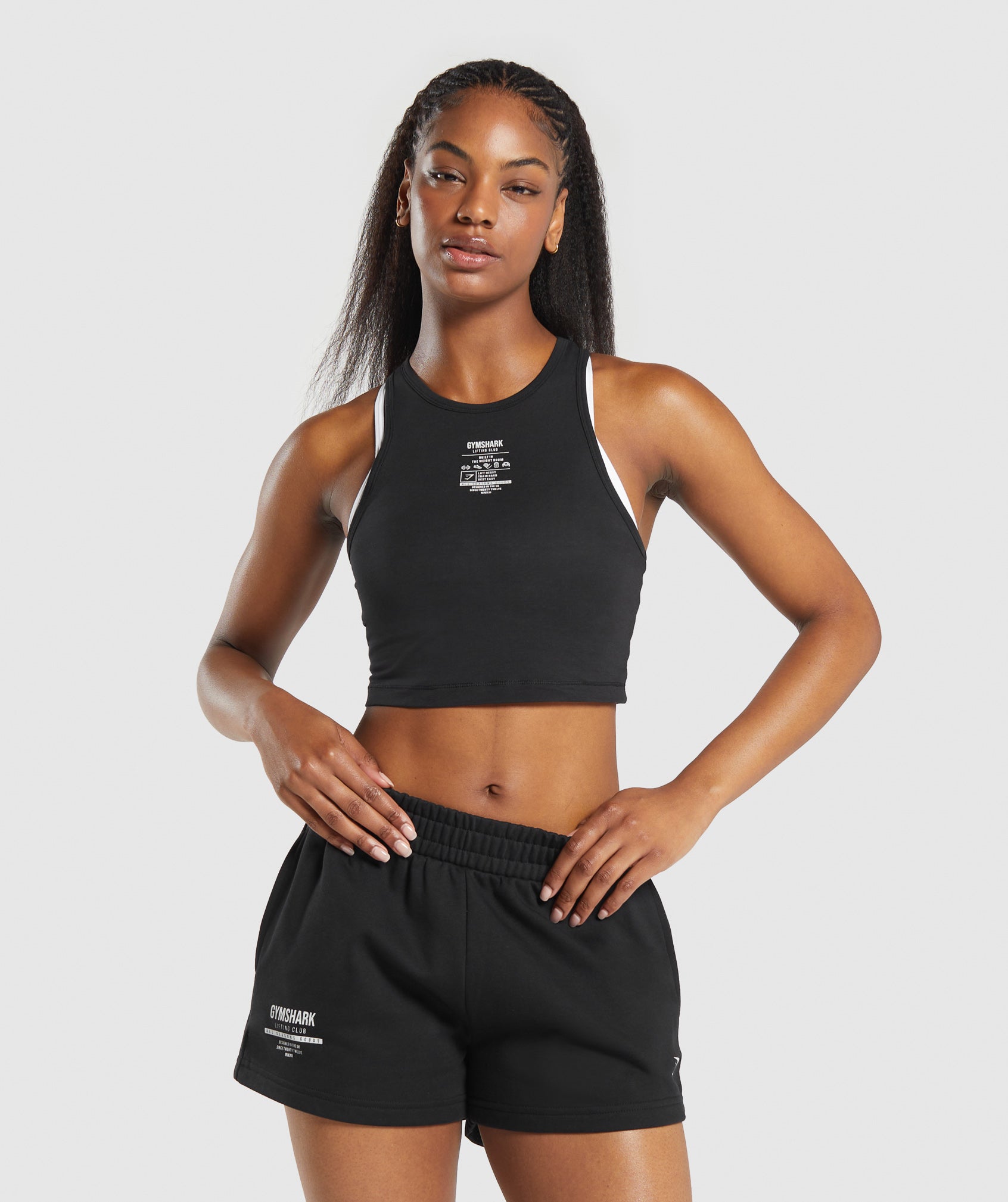 Care Label Graphic Cropped Tank Black