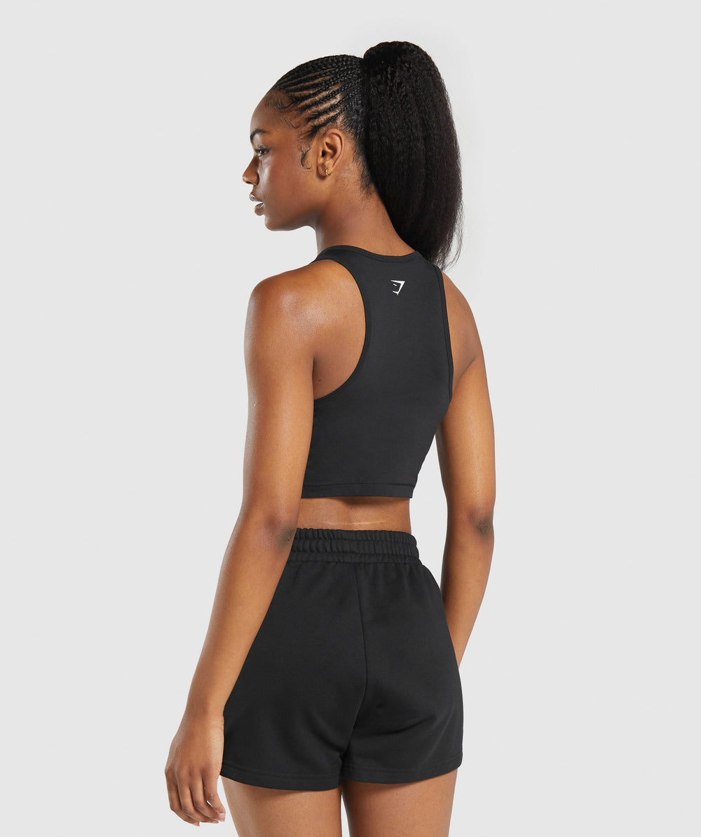 Care Label Graphic Cropped Tank Black