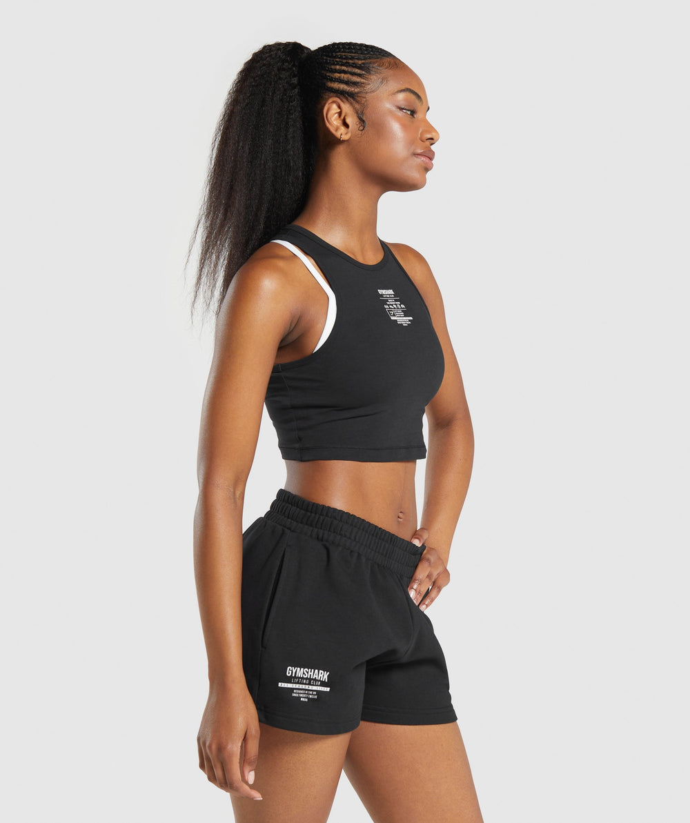 Care Label Graphic Cropped Tank Black