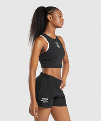 Care Label Graphic Cropped Tank Black