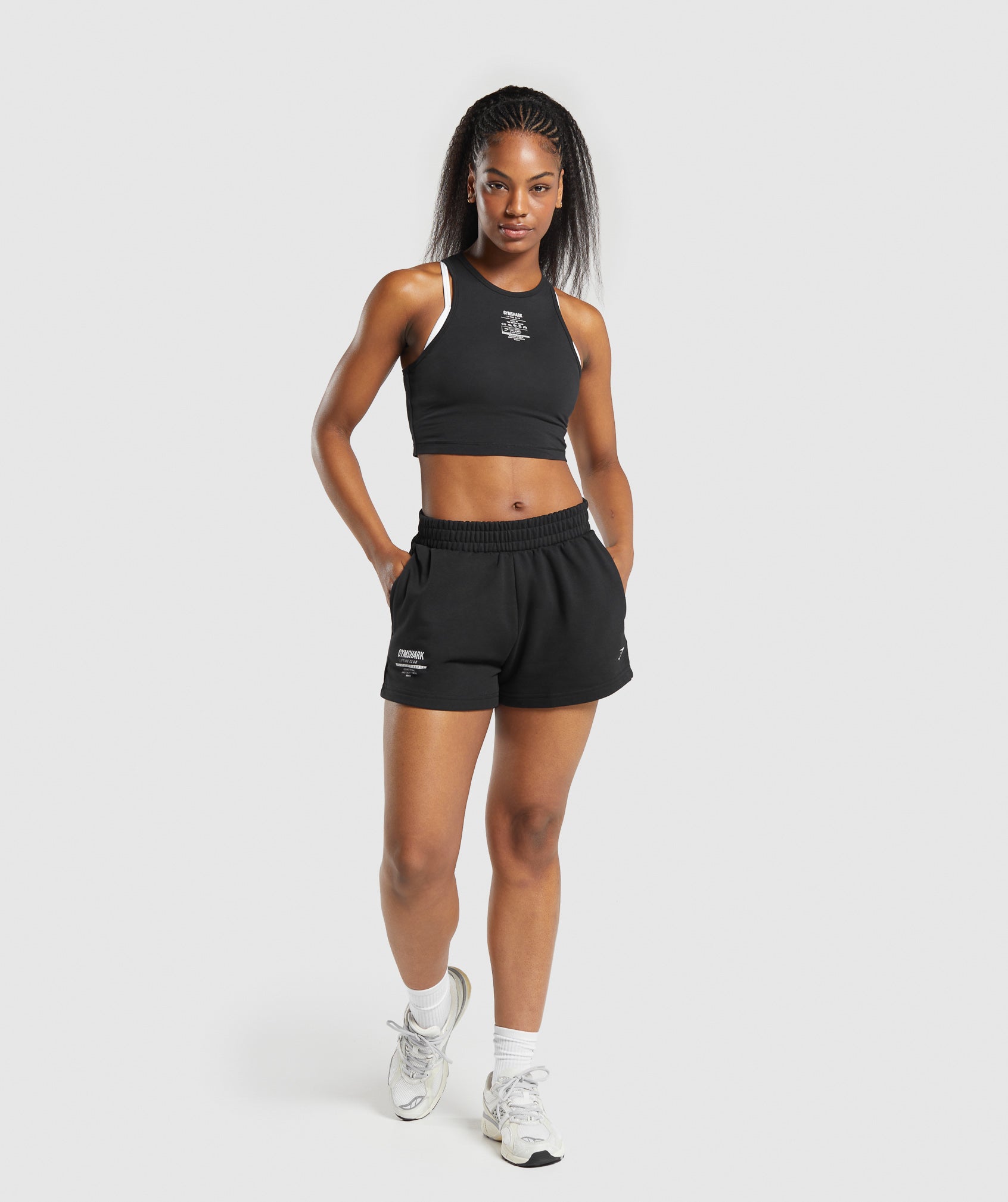 Care Label Graphic Cropped Tank Black