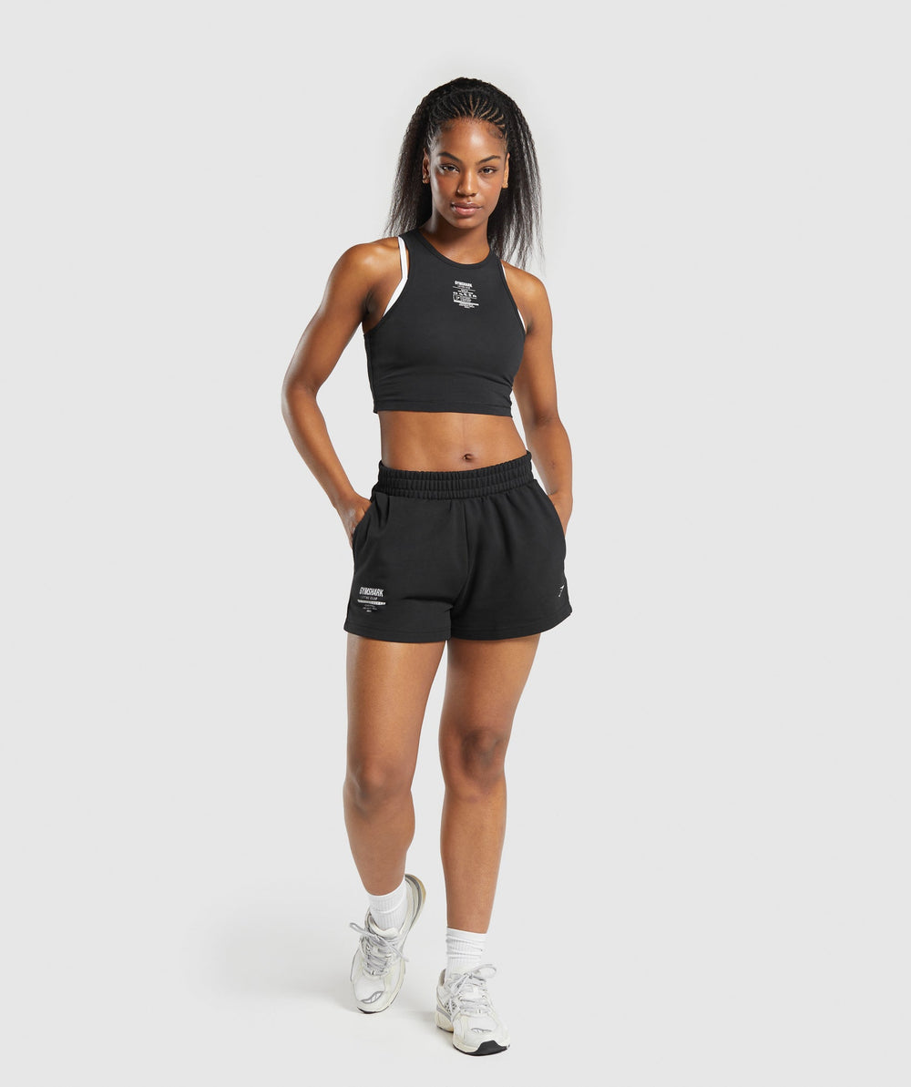 Care Label Graphic Cropped Tank Black
