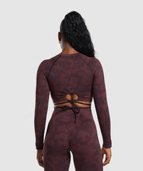 Adapt Camo Seamless Long Sleeve Crop Top Plum Brown/Burgundy Brown