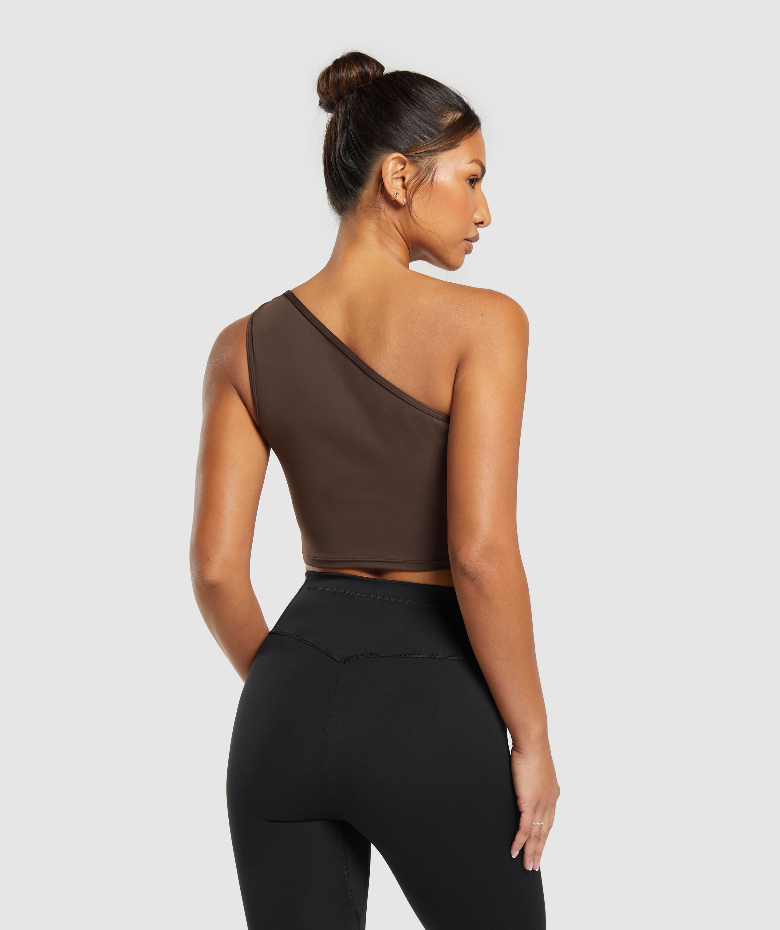 Everyday One Shoulder Ruched Tank Archive Brown