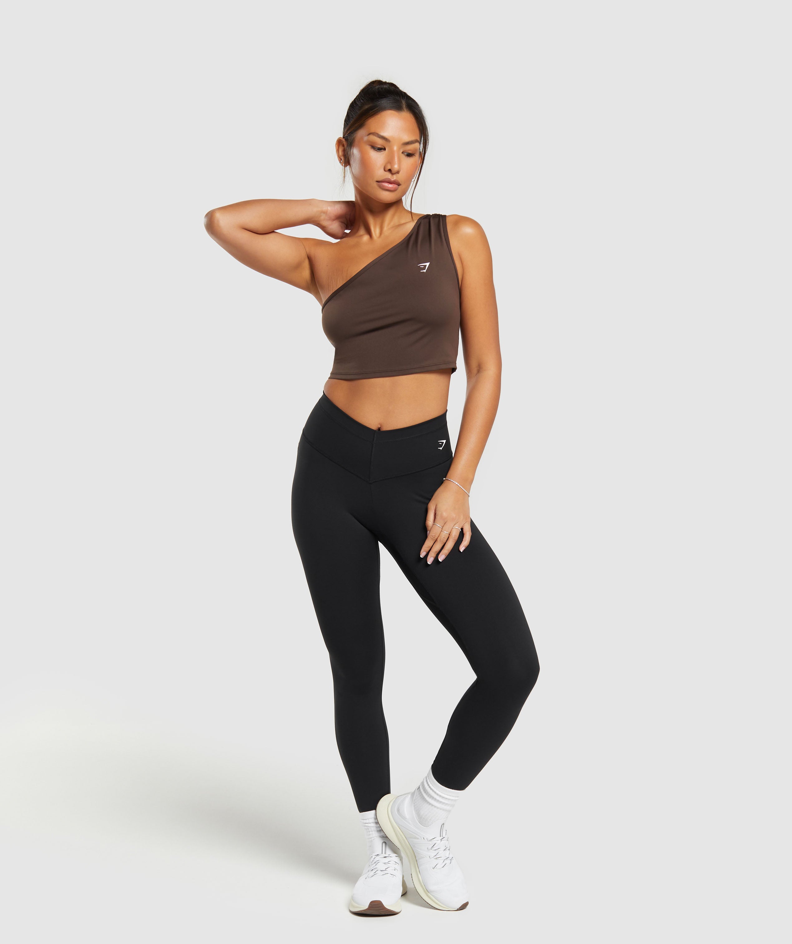 Everyday One Shoulder Ruched Tank Archive Brown
