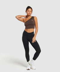 Everyday One Shoulder Ruched Tank Archive Brown