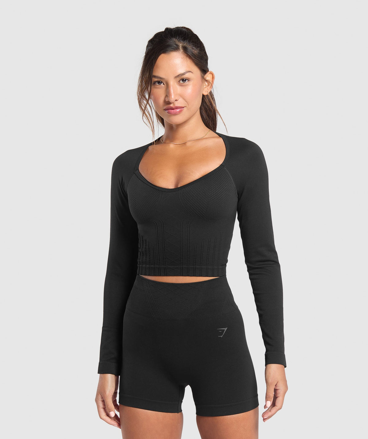 Corset Seamless Long Sleeve Top Black