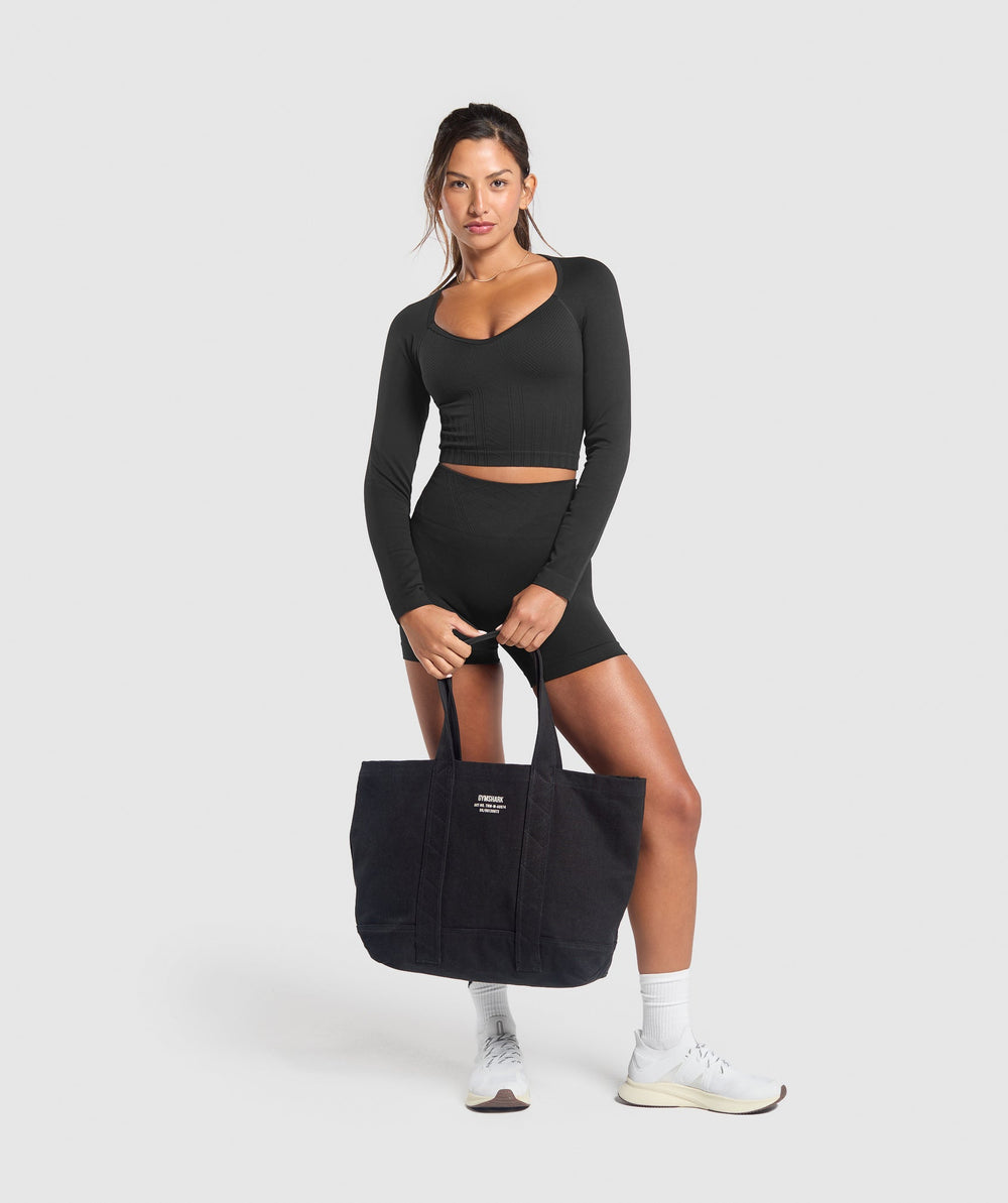 Corset Seamless Long Sleeve Top Black