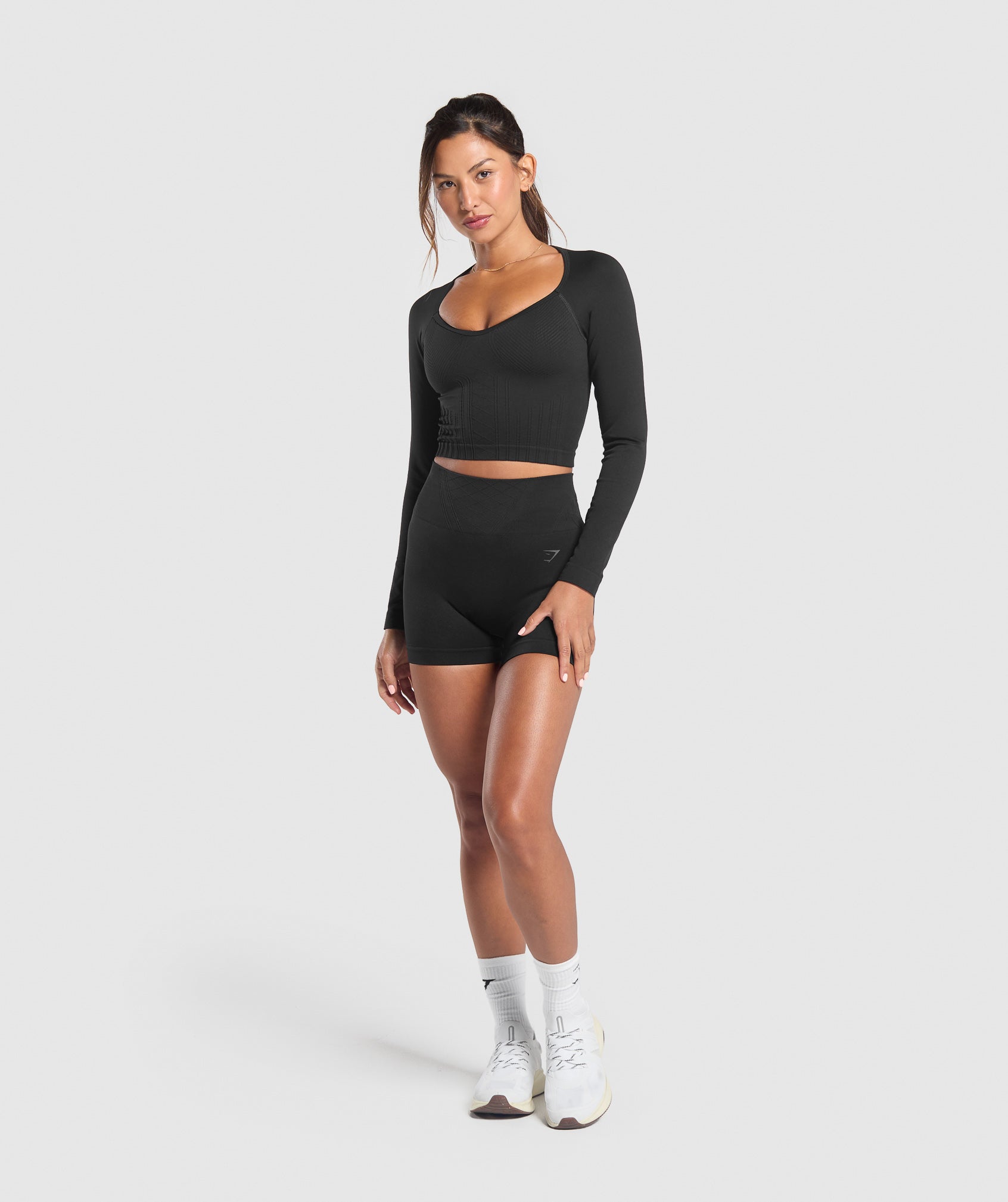 Corset Seamless Long Sleeve Top Black
