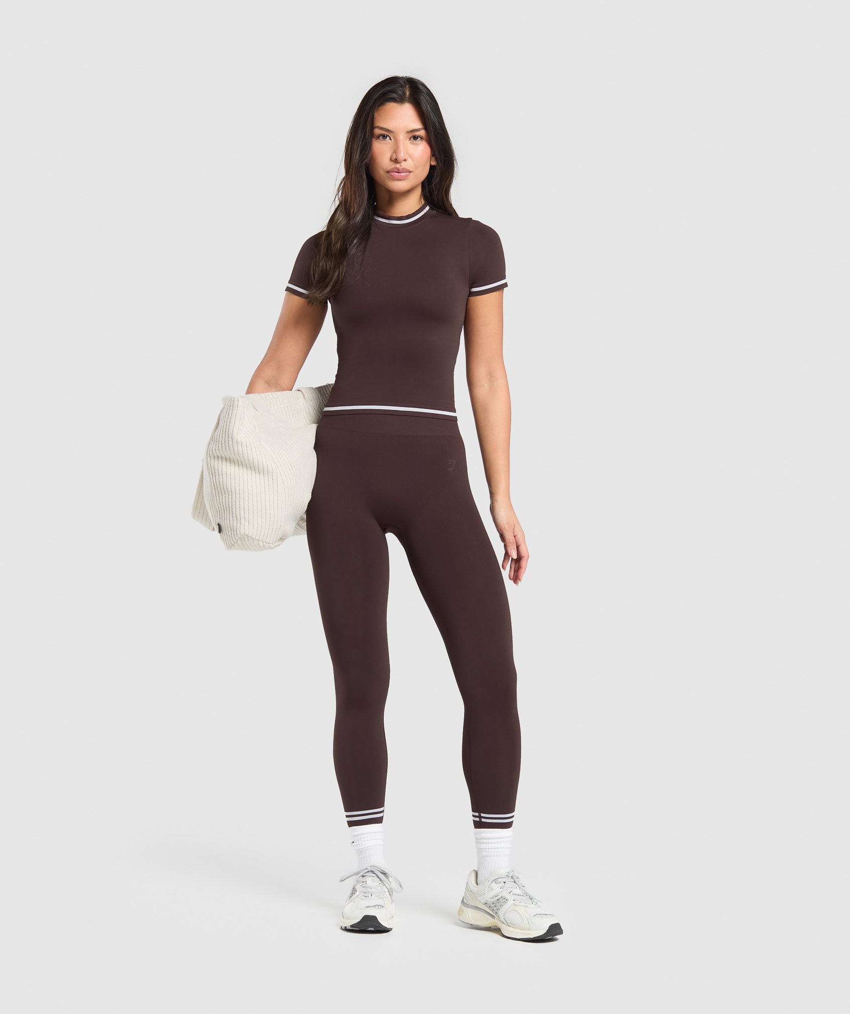 Contrast Seamless Midi Tee Heritage Brown