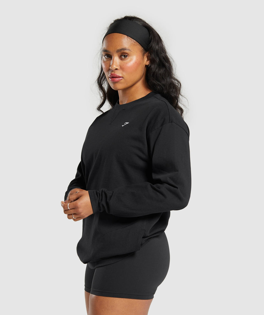 Heavyweight Cotton Long Sleeve Top Black