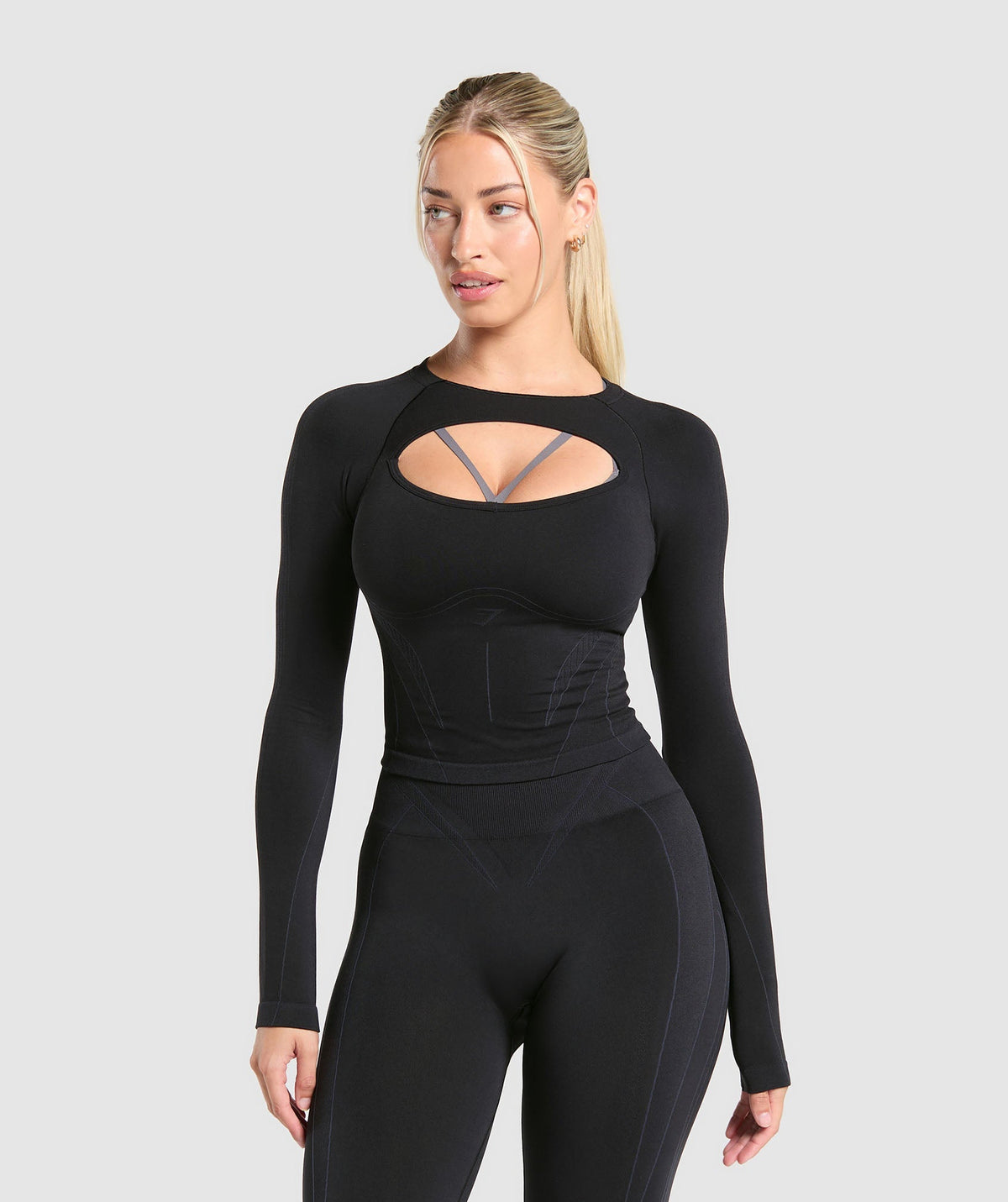 Apex Contrast Long Sleeve Top Black/Brushed Grey