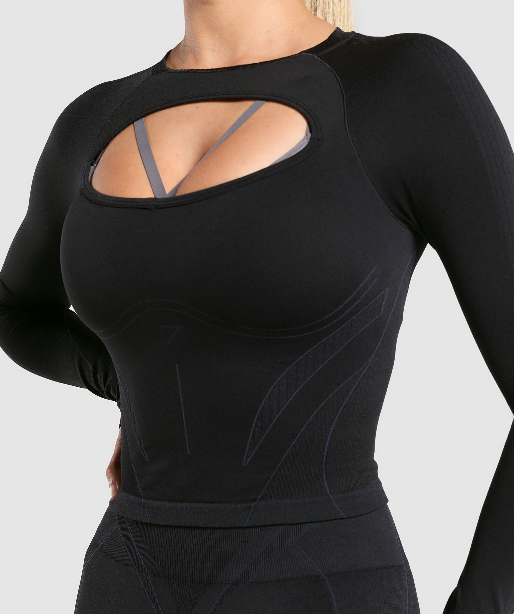 Apex Contrast Long Sleeve Top Black/Brushed Grey