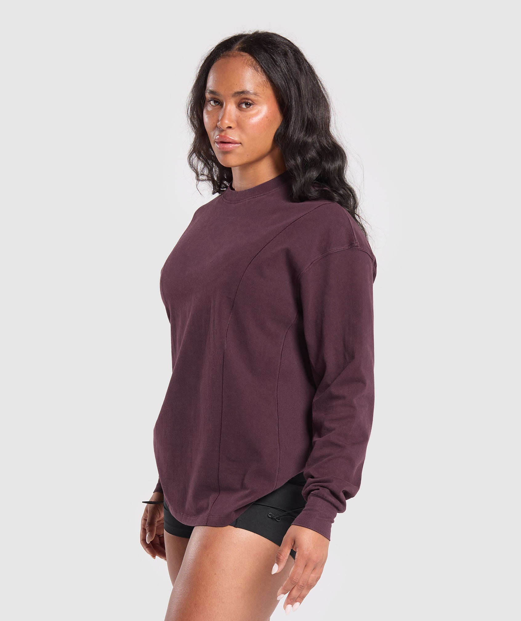 Power Oversized Long Sleeve Top Depth Purple